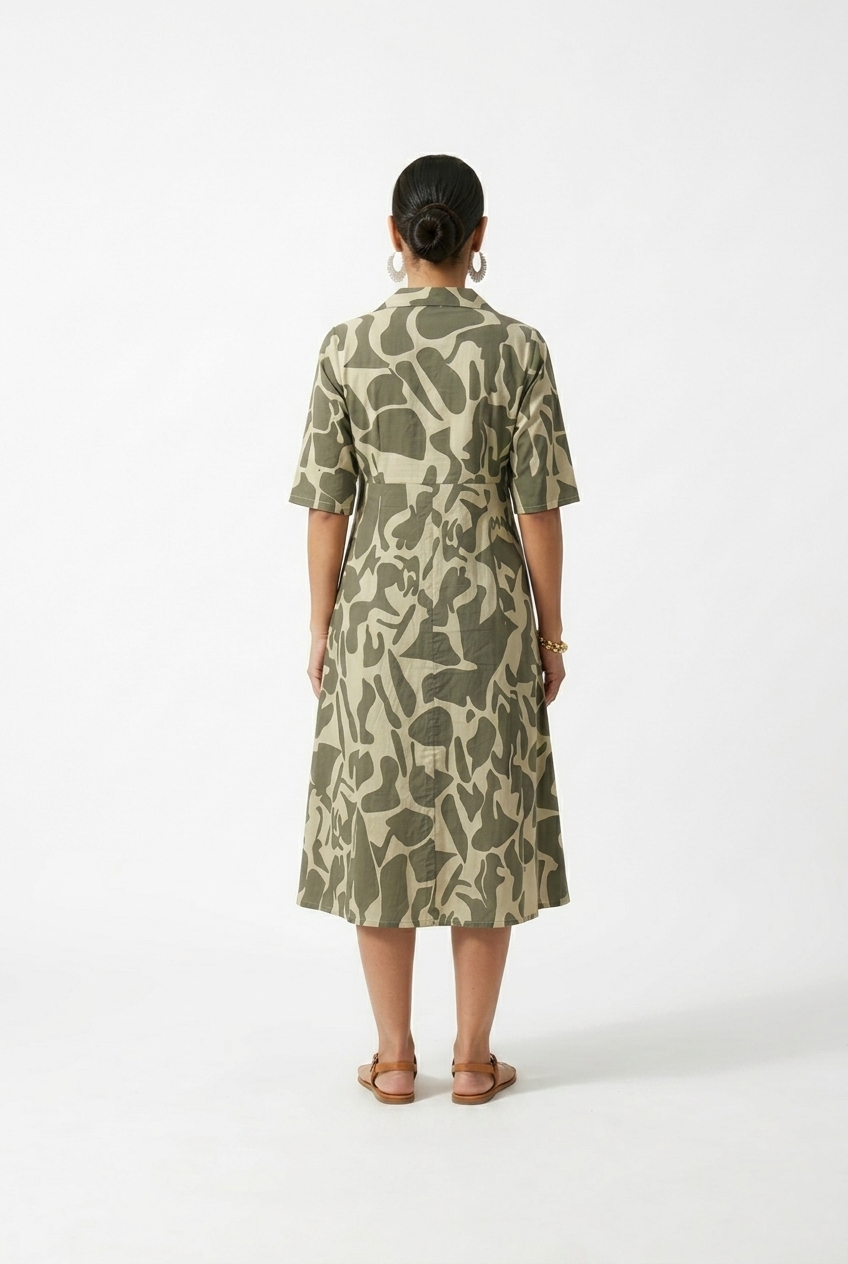 CAMO INSPIRED A-LINE MIDI KURTA