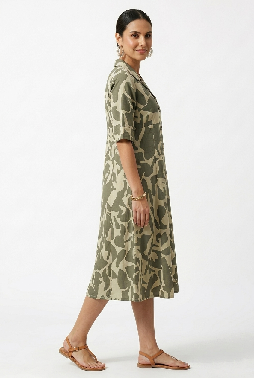 CAMO INSPIRED A-LINE MIDI KURTA