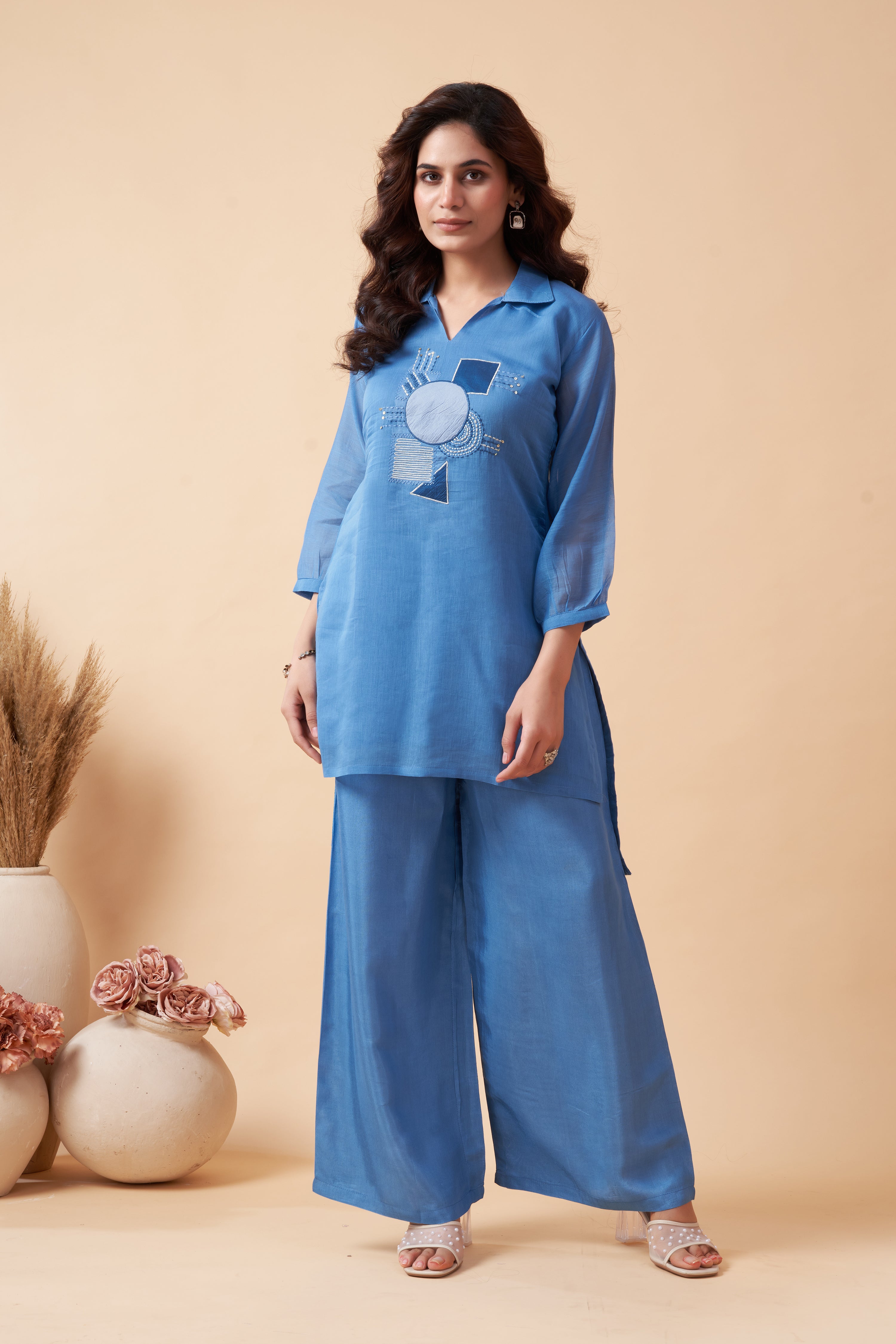 SKY BLUE EMBROIDERED CO-ORD SET