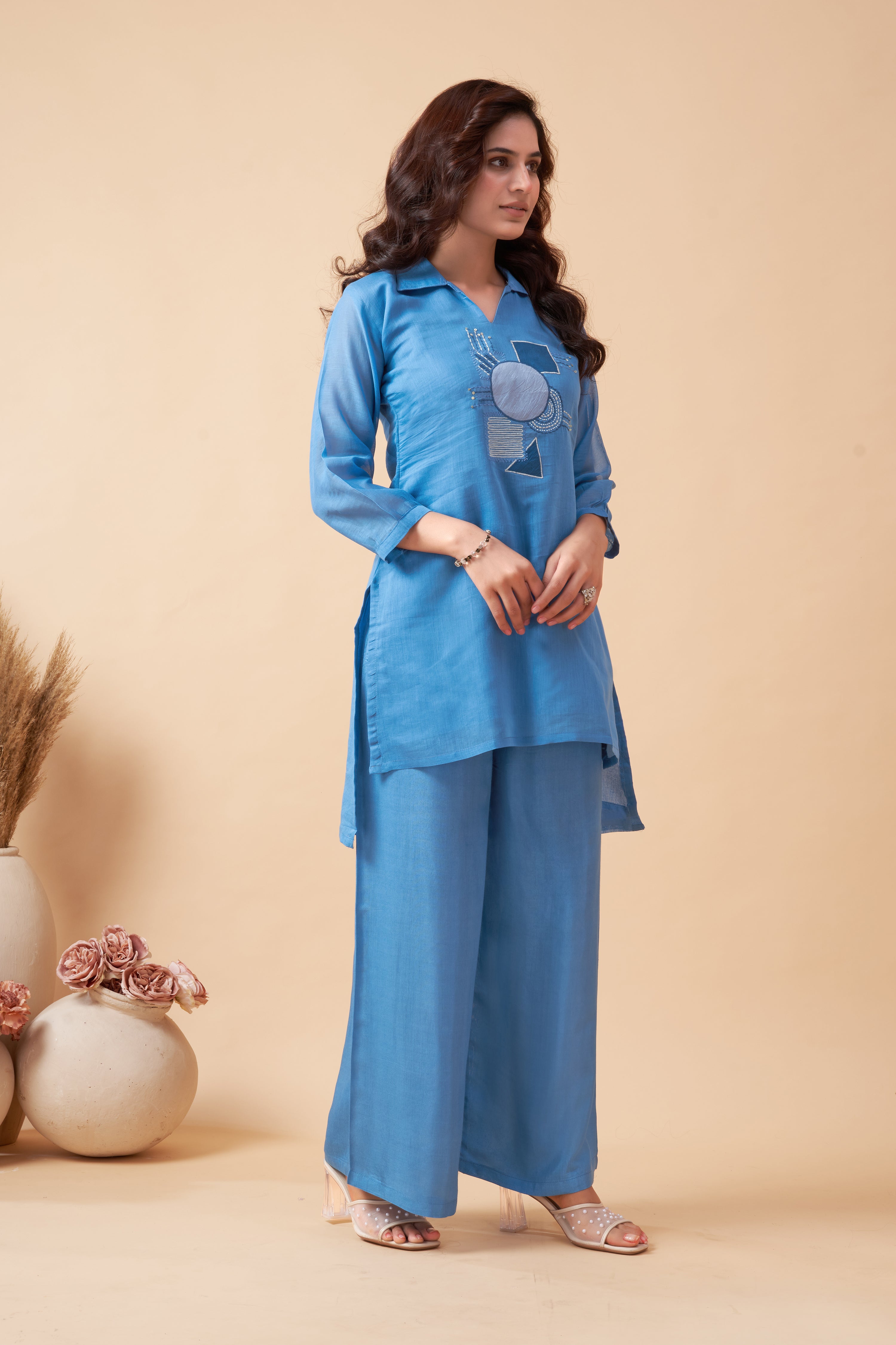 SKY BLUE EMBROIDERED CO-ORD SET