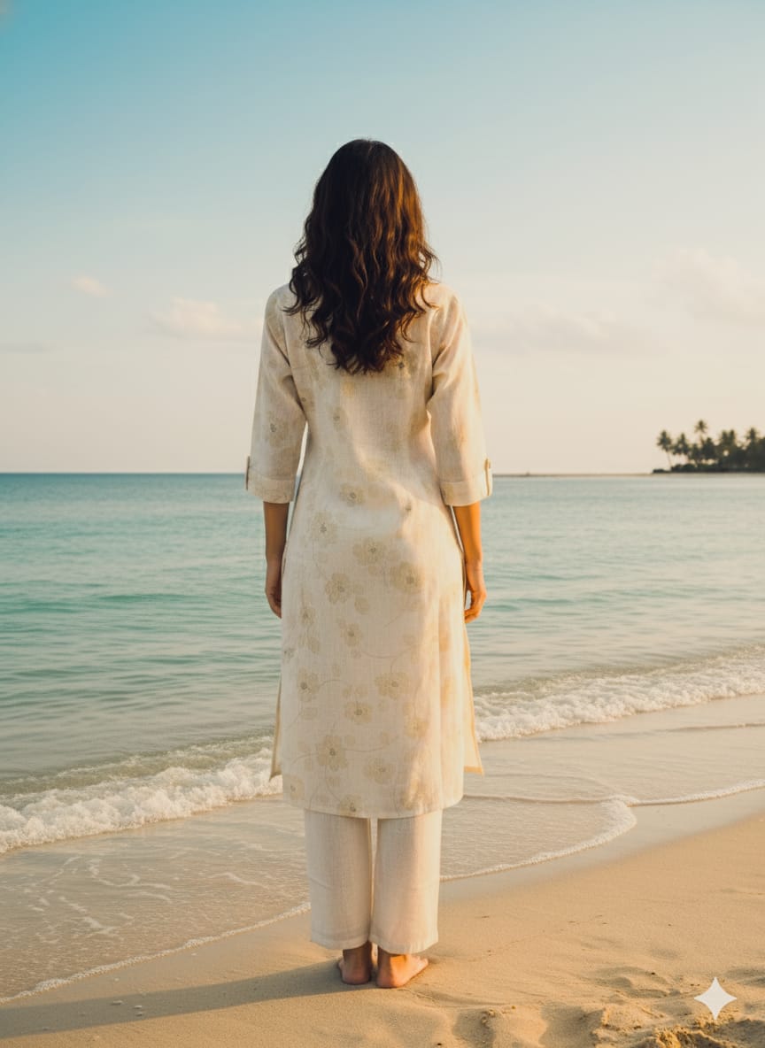 FLORAL BUTTON DOWN LONG KURTA SET