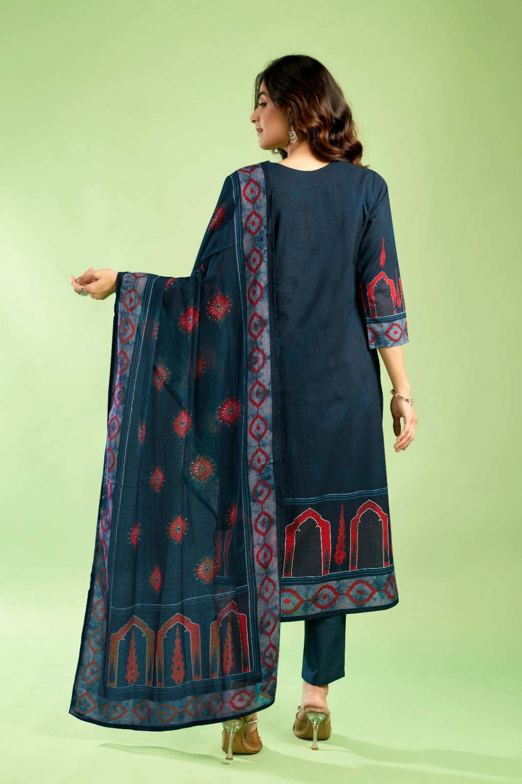 ELEGANT RAMA-RED PRINTED KURTA SET