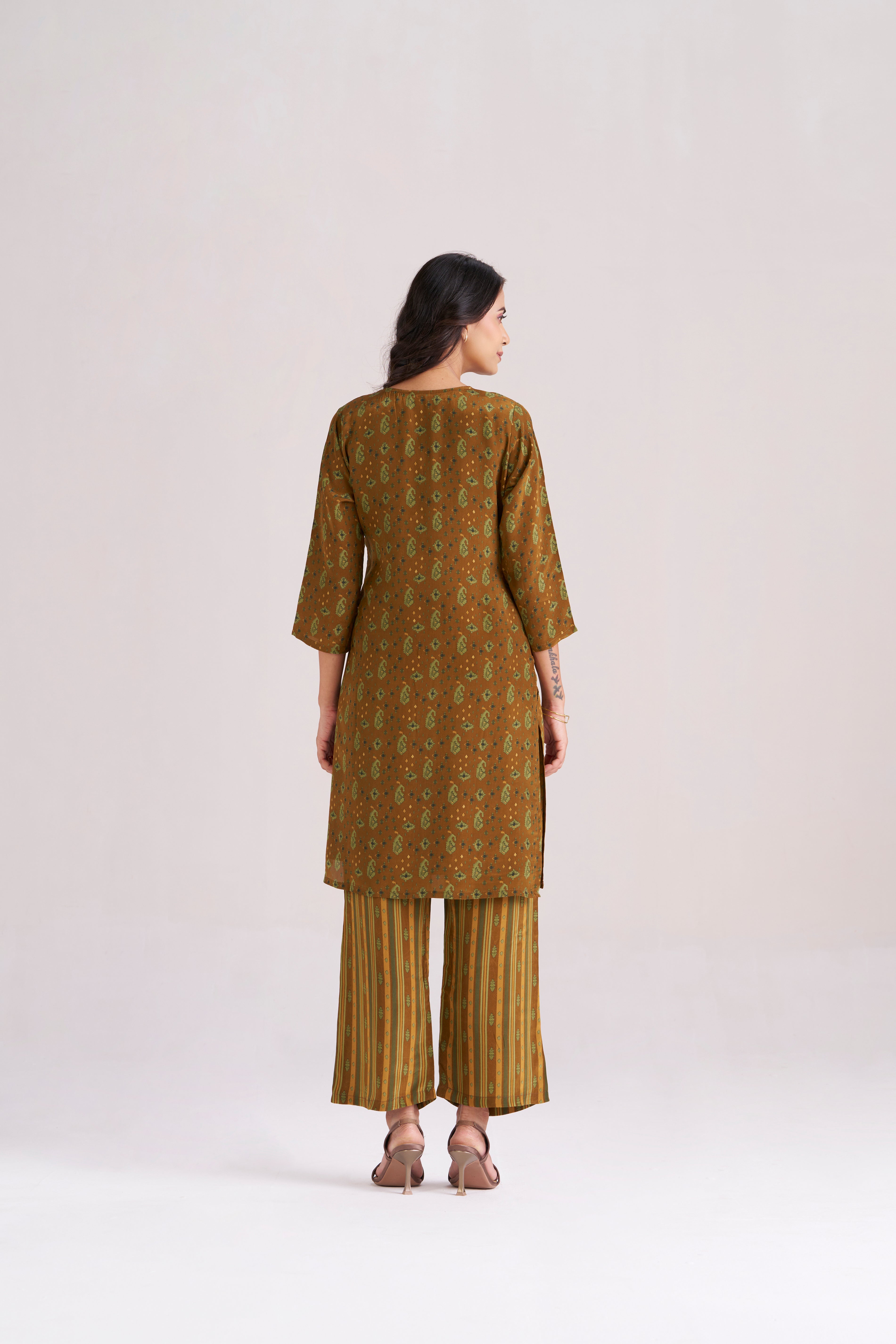 DIGITAL PRINT OLIVE-BROWN 2 PIECE