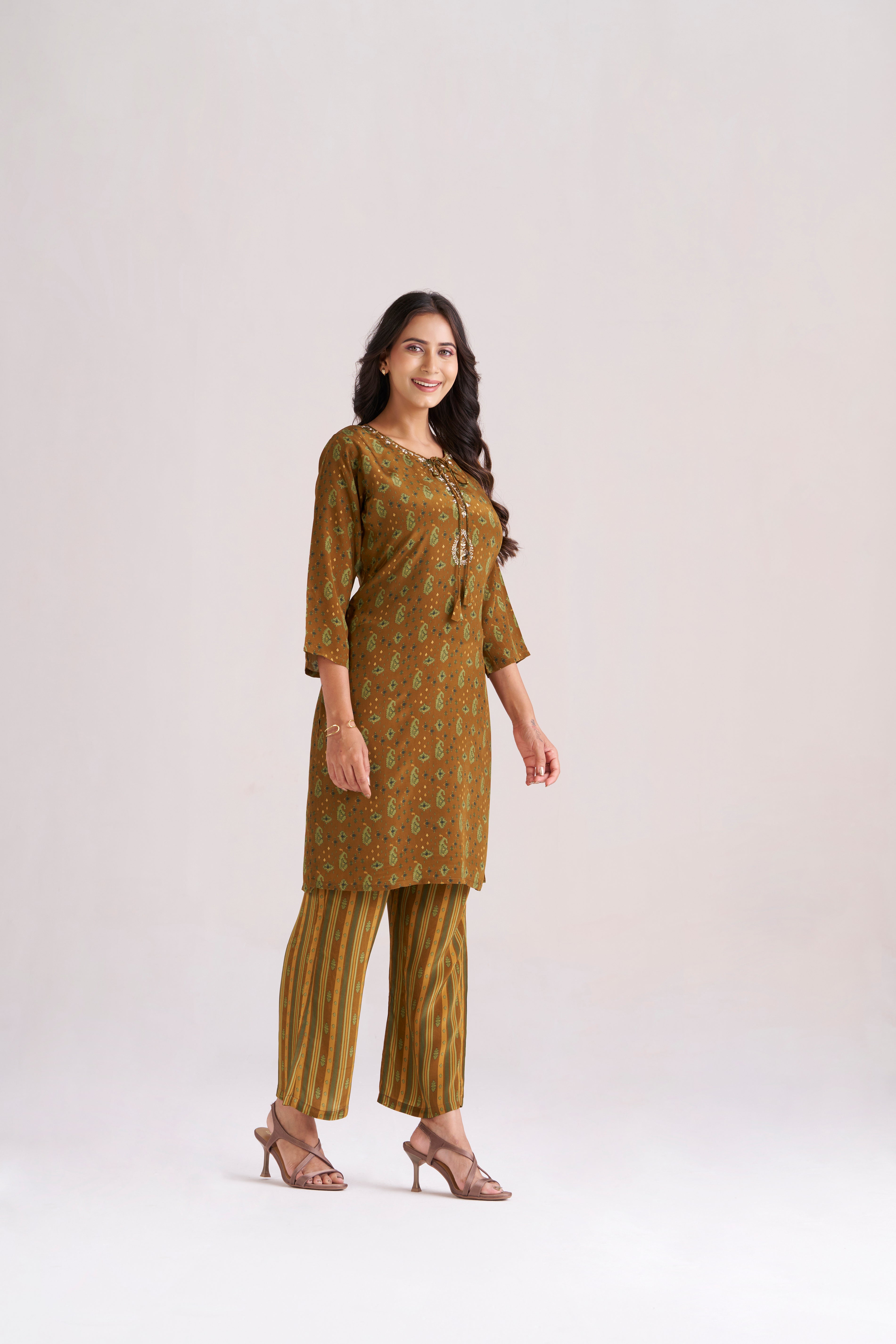 DIGITAL PRINT OLIVE-BROWN 2 PIECE