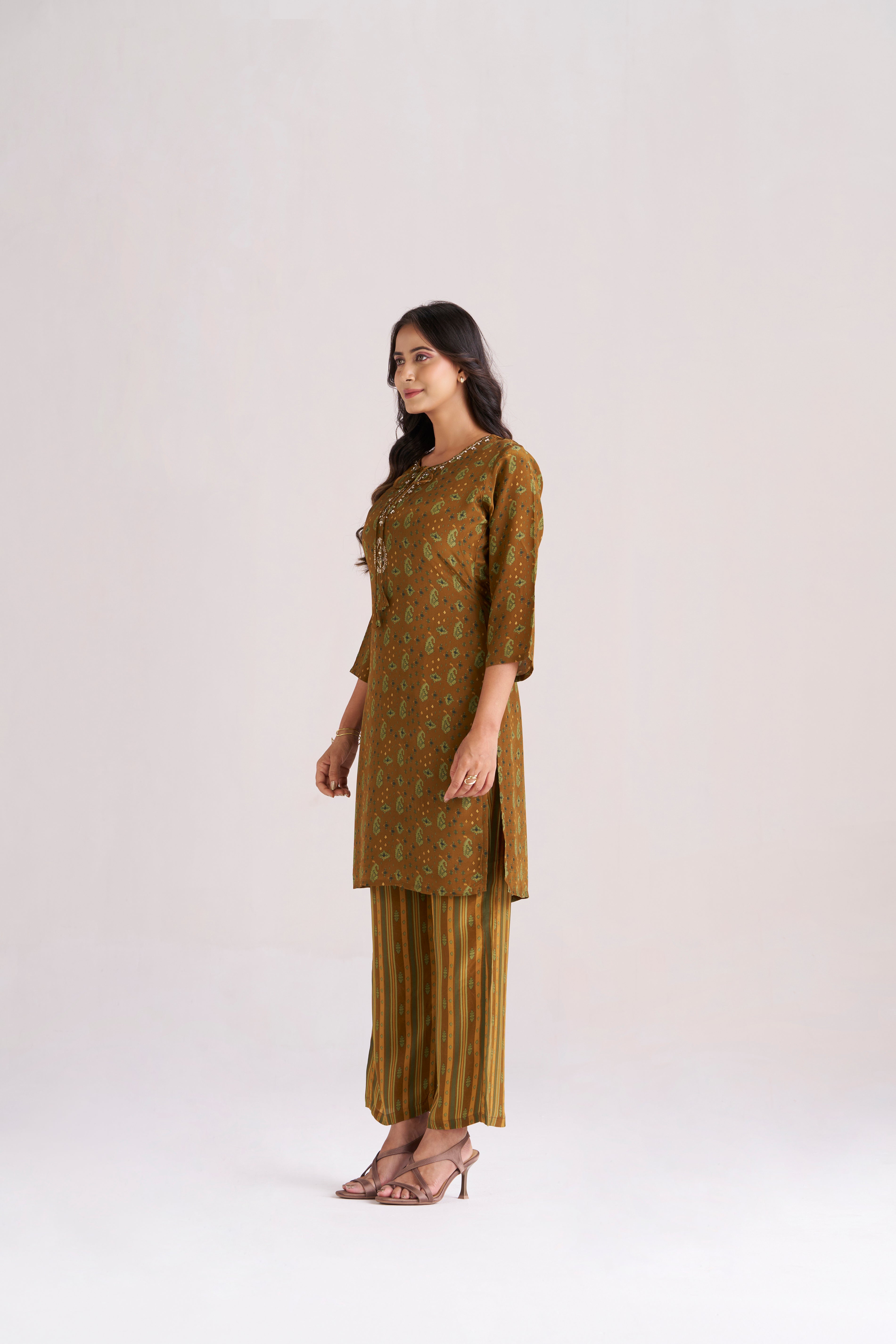 DIGITAL PRINT OLIVE-BROWN 2 PIECE