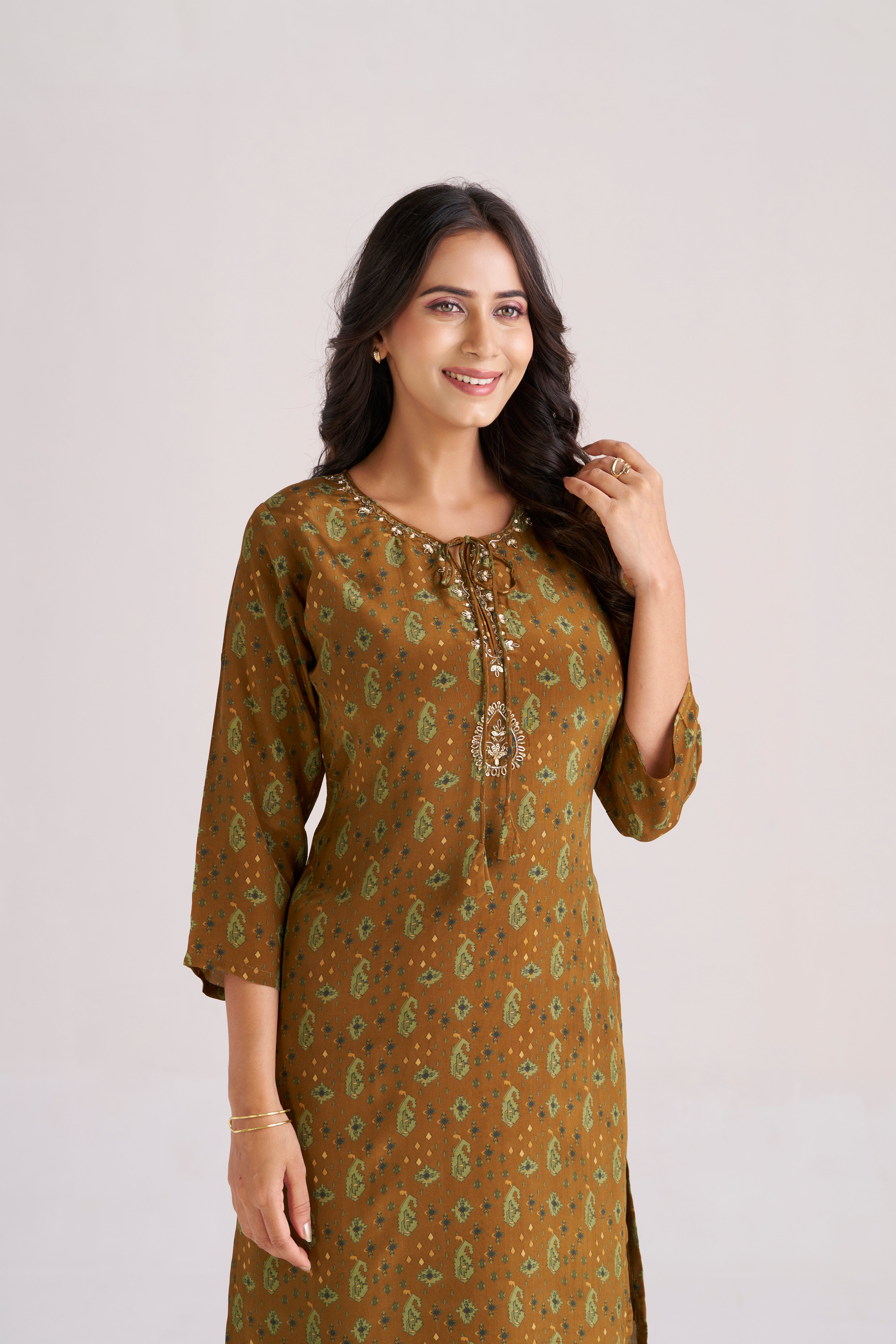 DIGITAL PRINT OLIVE-BROWN 2 PIECE
