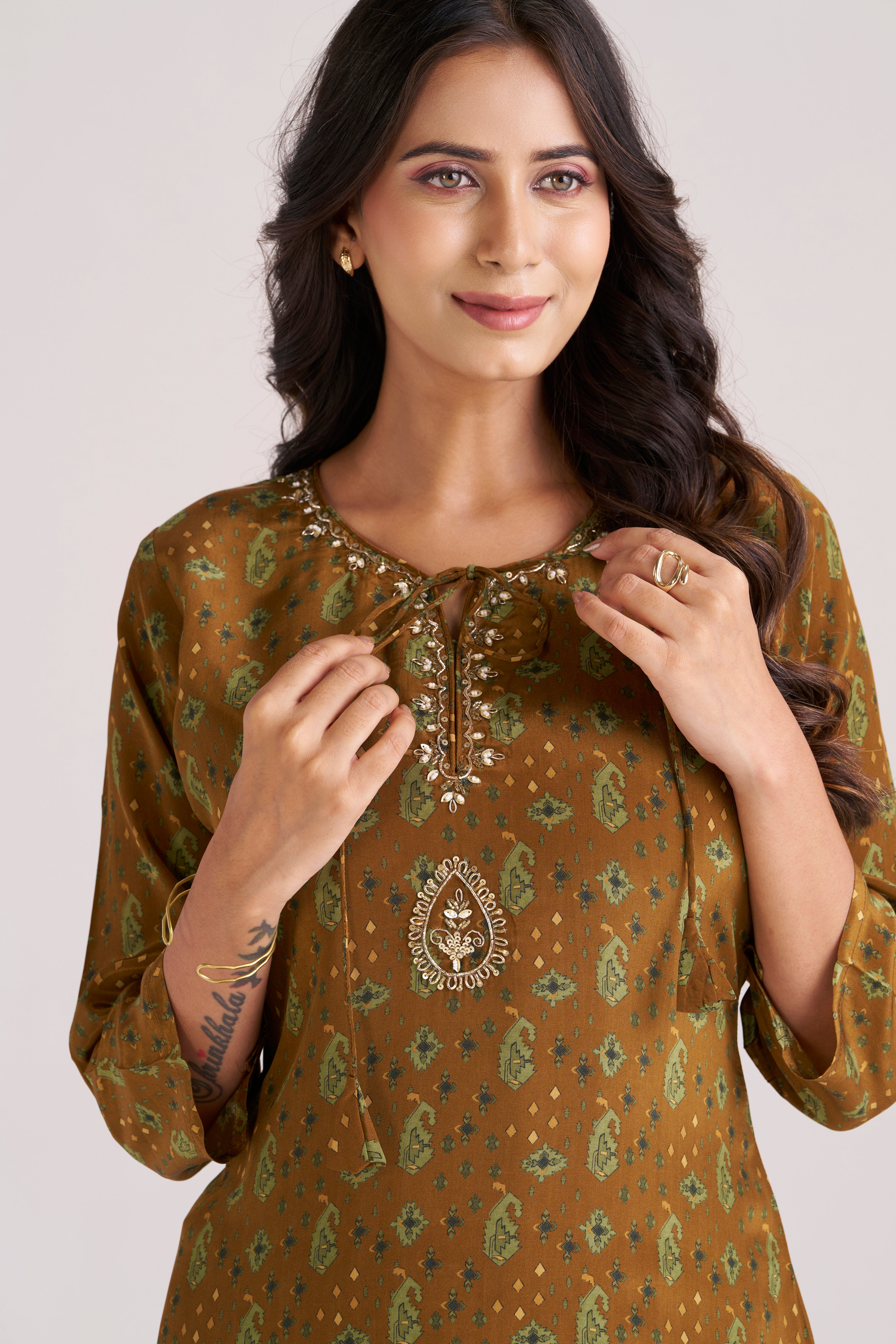 DIGITAL PRINT OLIVE-BROWN 2 PIECE