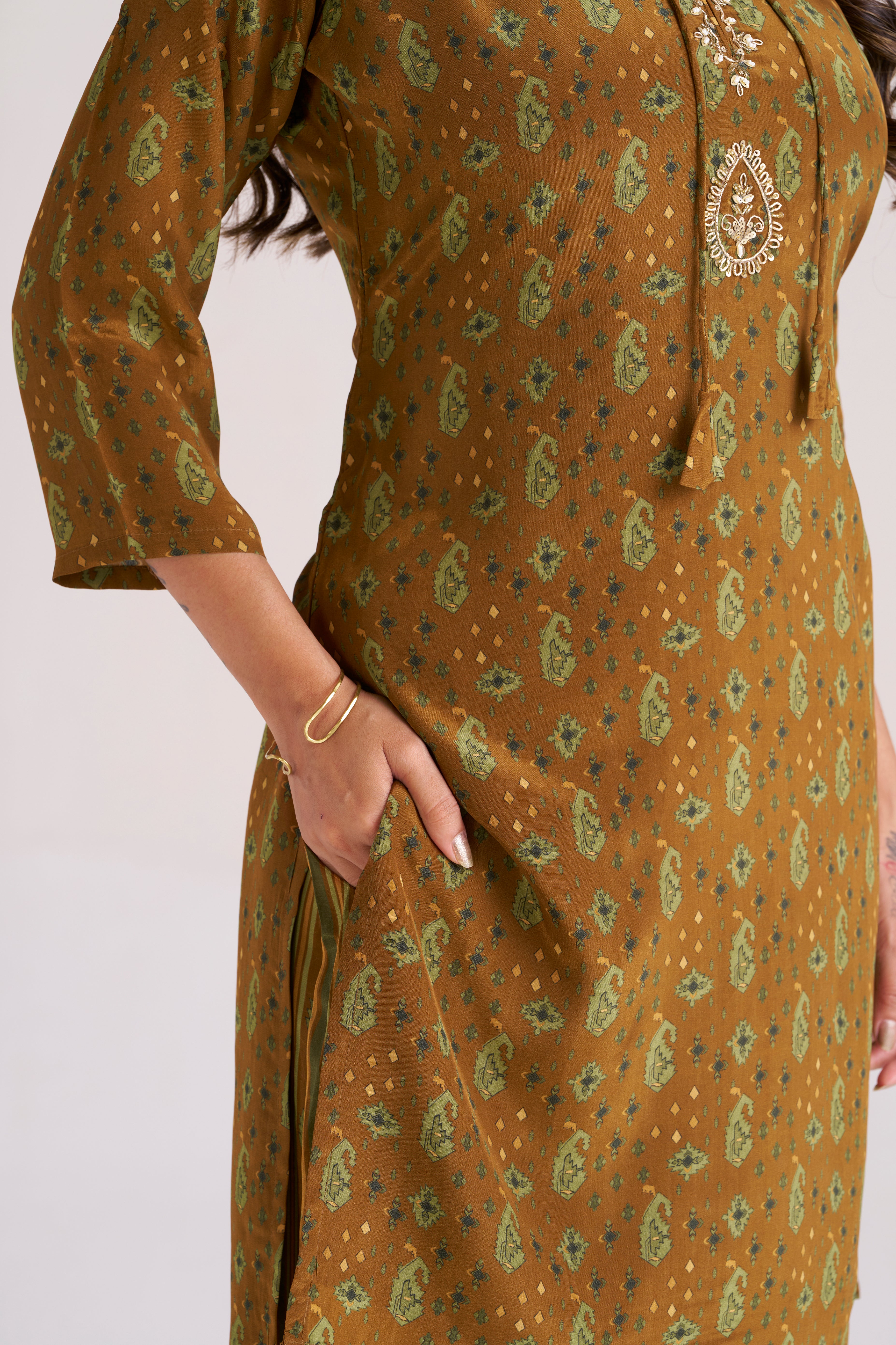 DIGITAL PRINT OLIVE-BROWN 2 PIECE