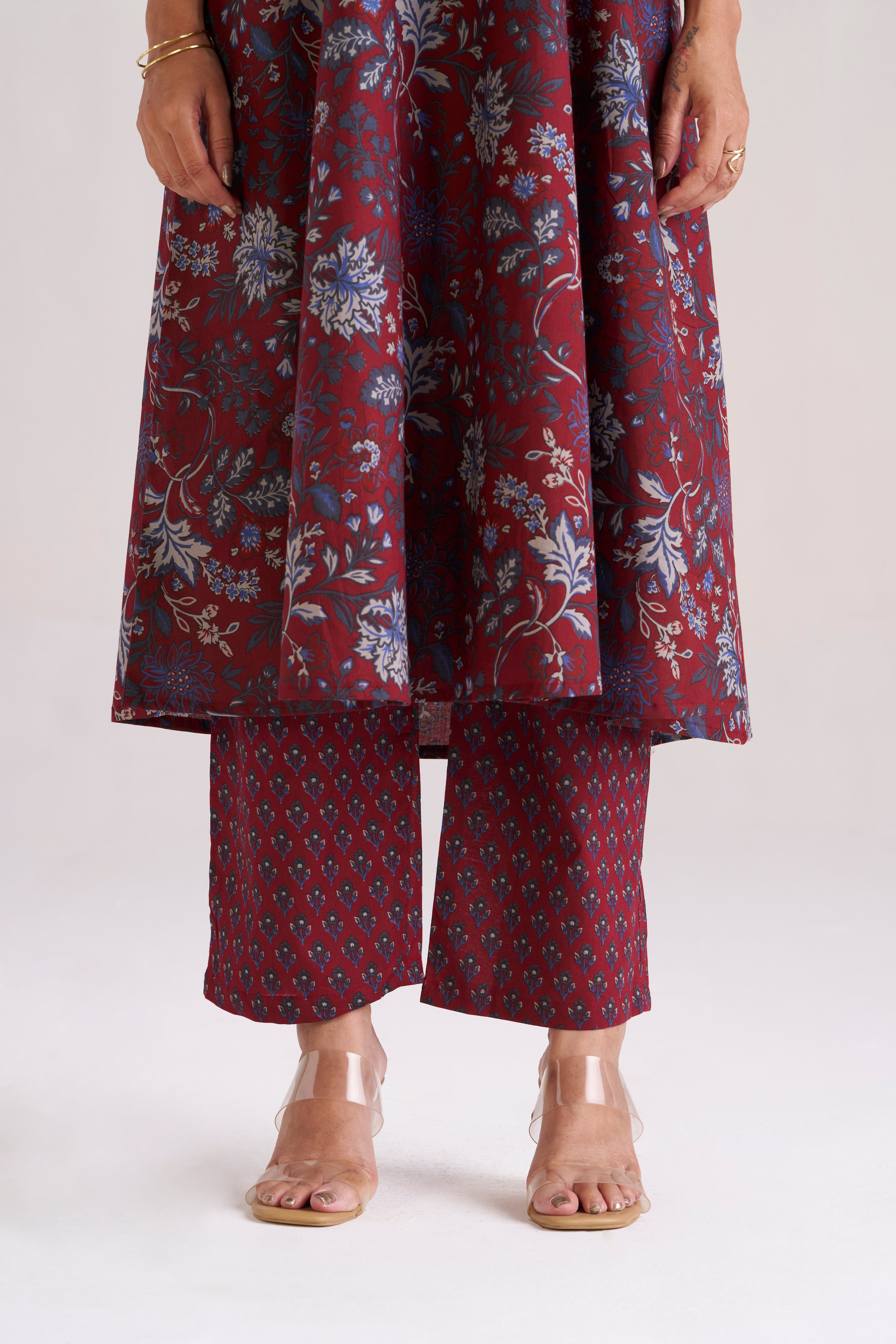ELEGANT MAROON FLORAL KURTA SET