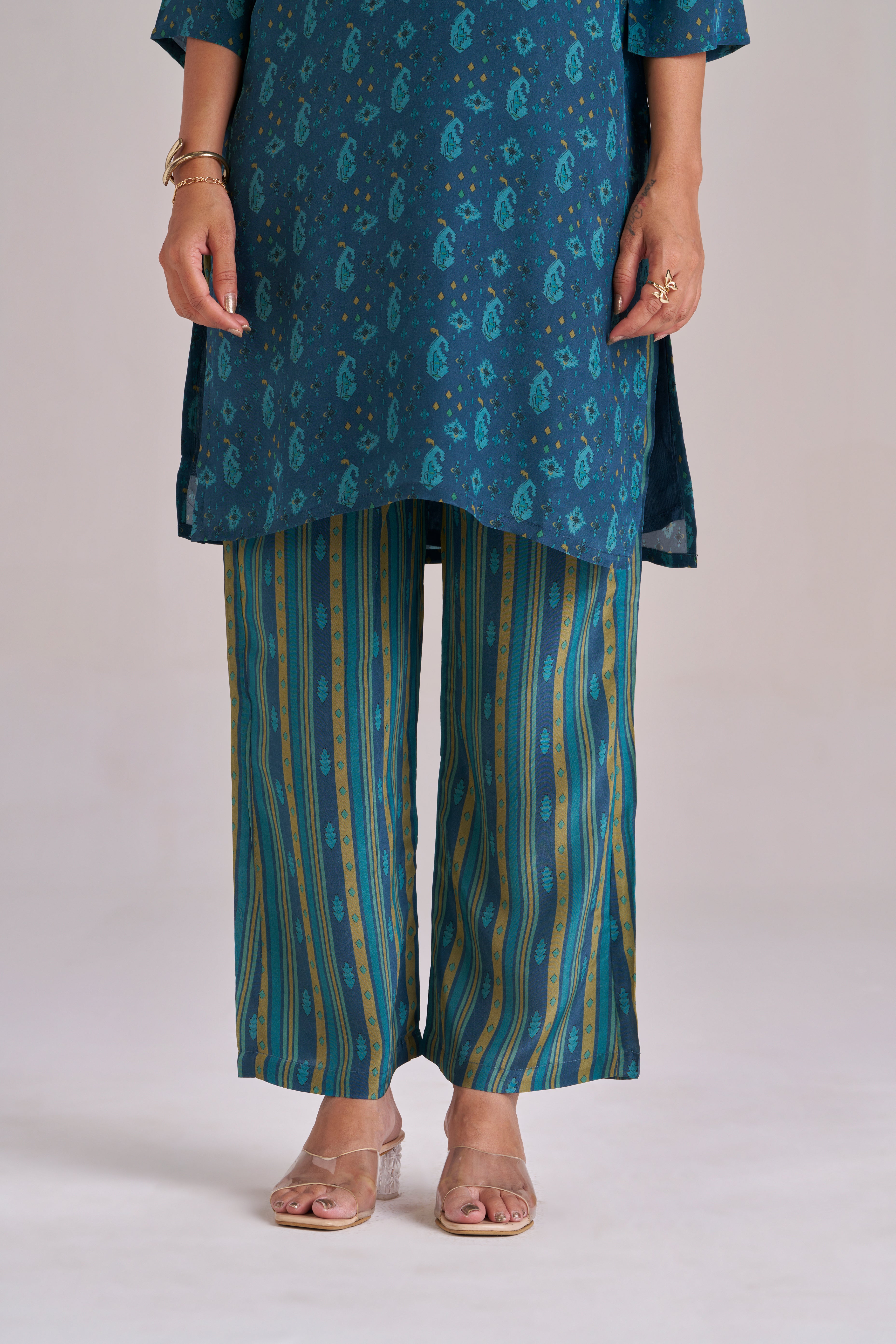 TEAL BLUE DIGITAL PRINT KURTA SET