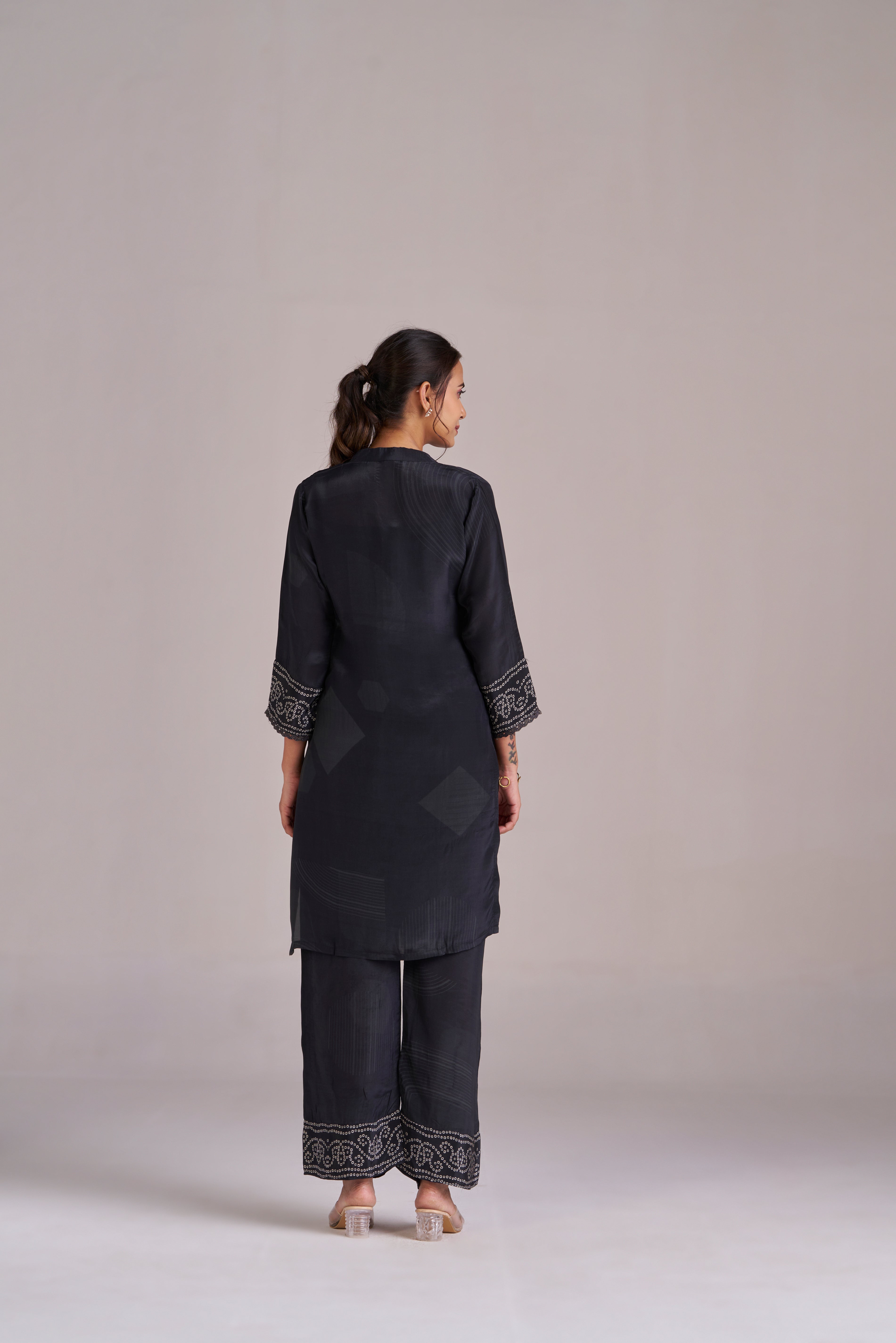 BLACK BANDHANI-GEOMETRIC CO-ORD SET