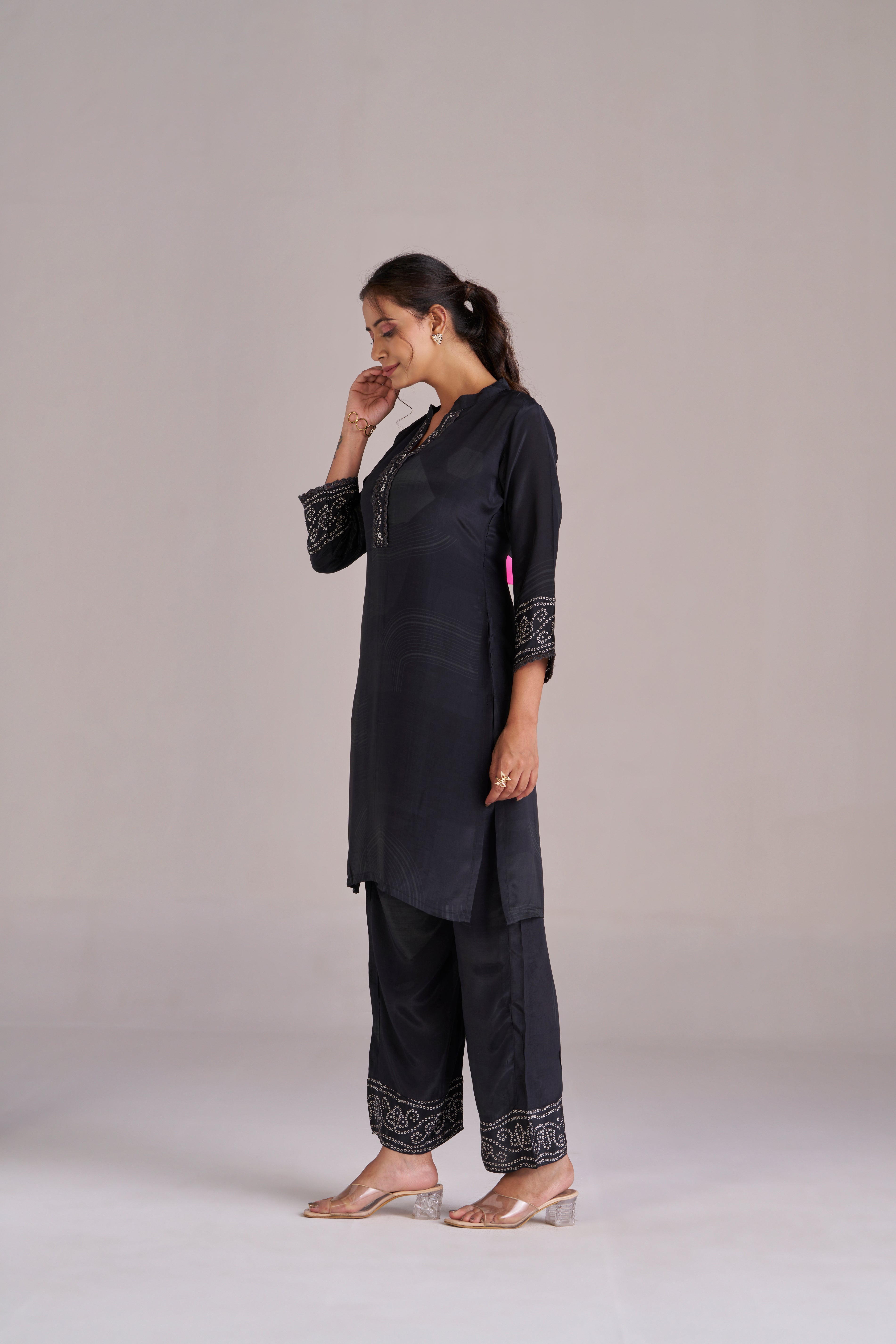 BLACK BANDHANI-GEOMETRIC CO-ORD SET