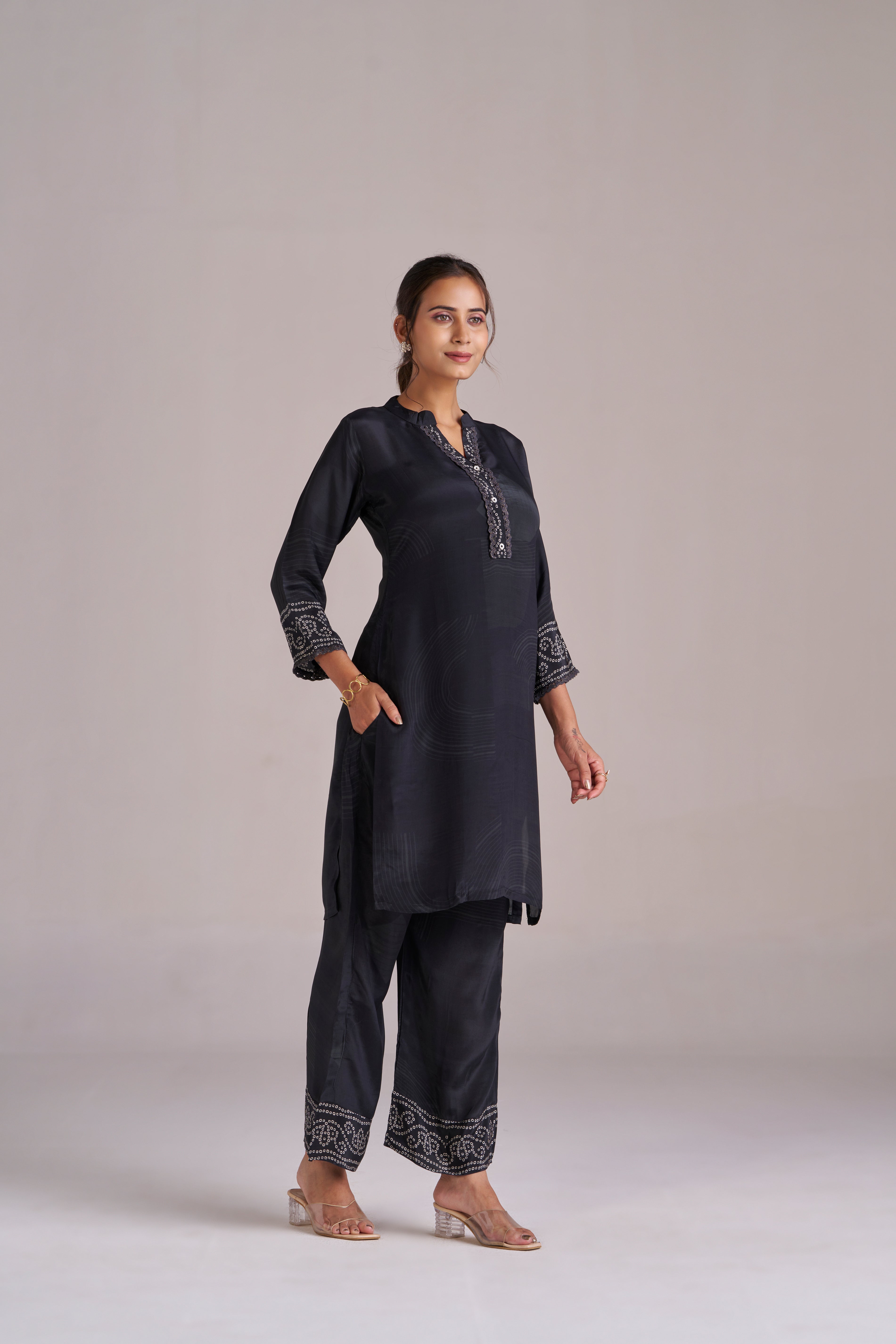 BLACK BANDHANI-GEOMETRIC CO-ORD SET