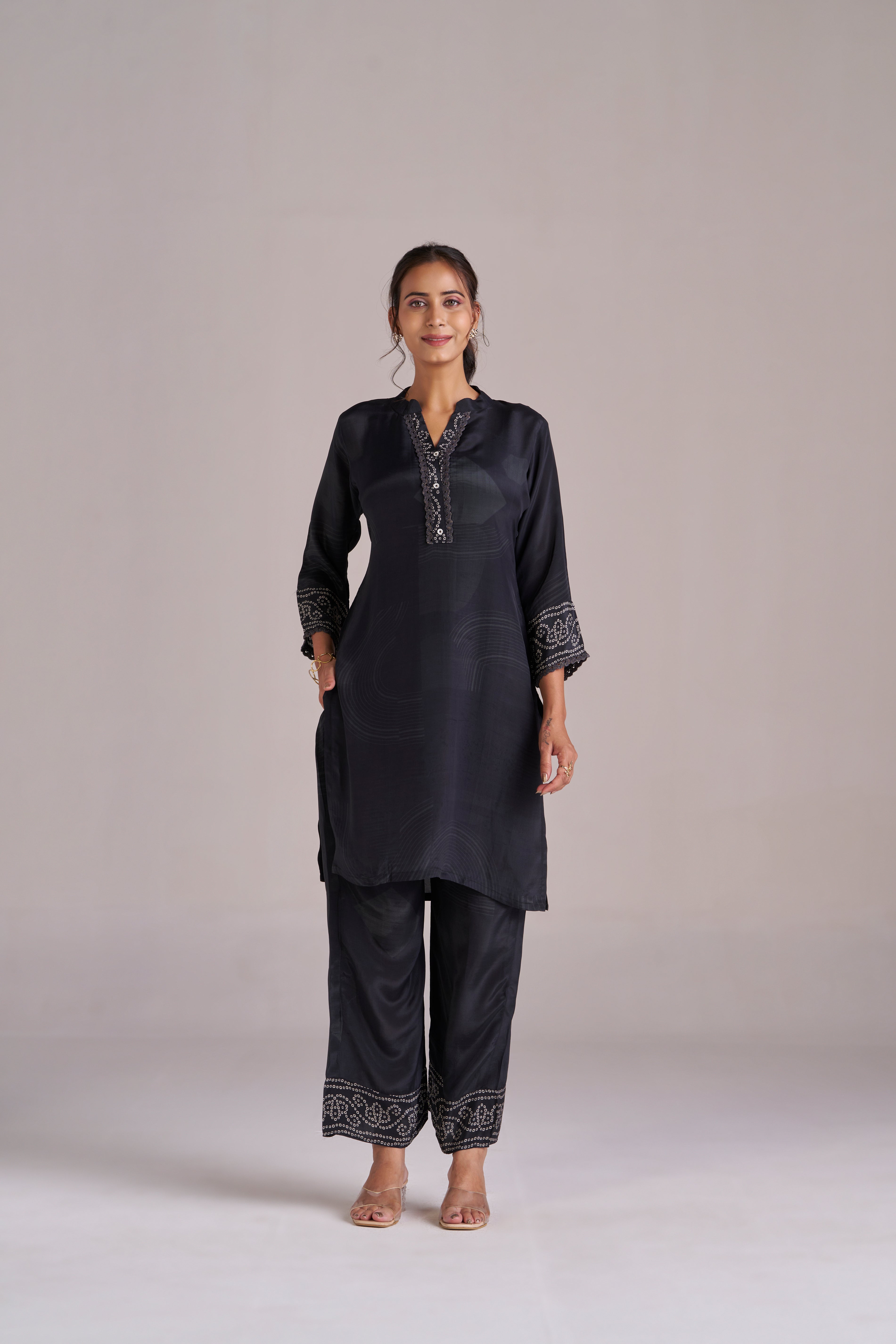 BLACK BANDHANI-GEOMETRIC CO-ORD SET