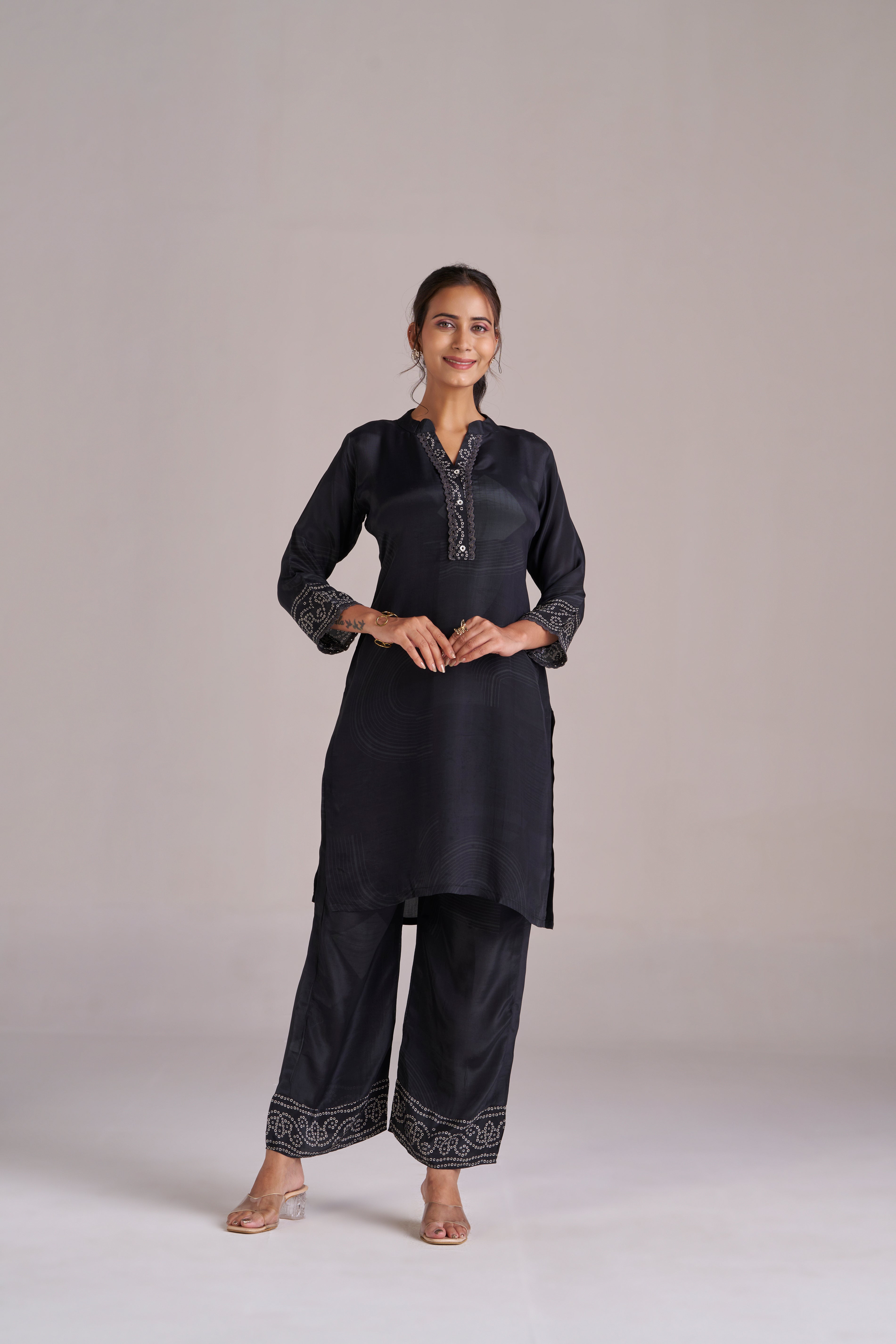 BLACK BANDHANI-GEOMETRIC CO-ORD SET