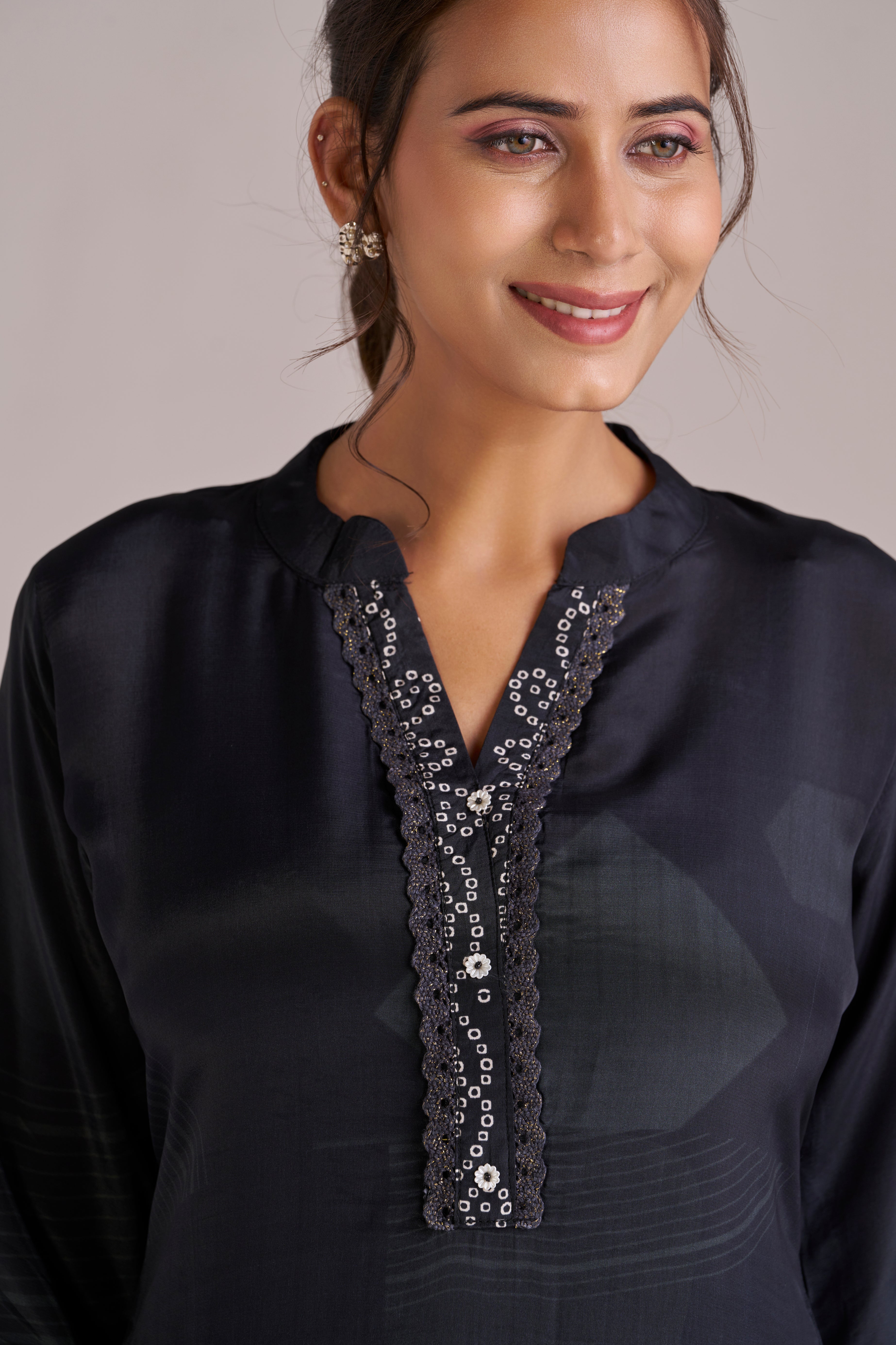 BLACK BANDHANI-GEOMETRIC CO-ORD SET