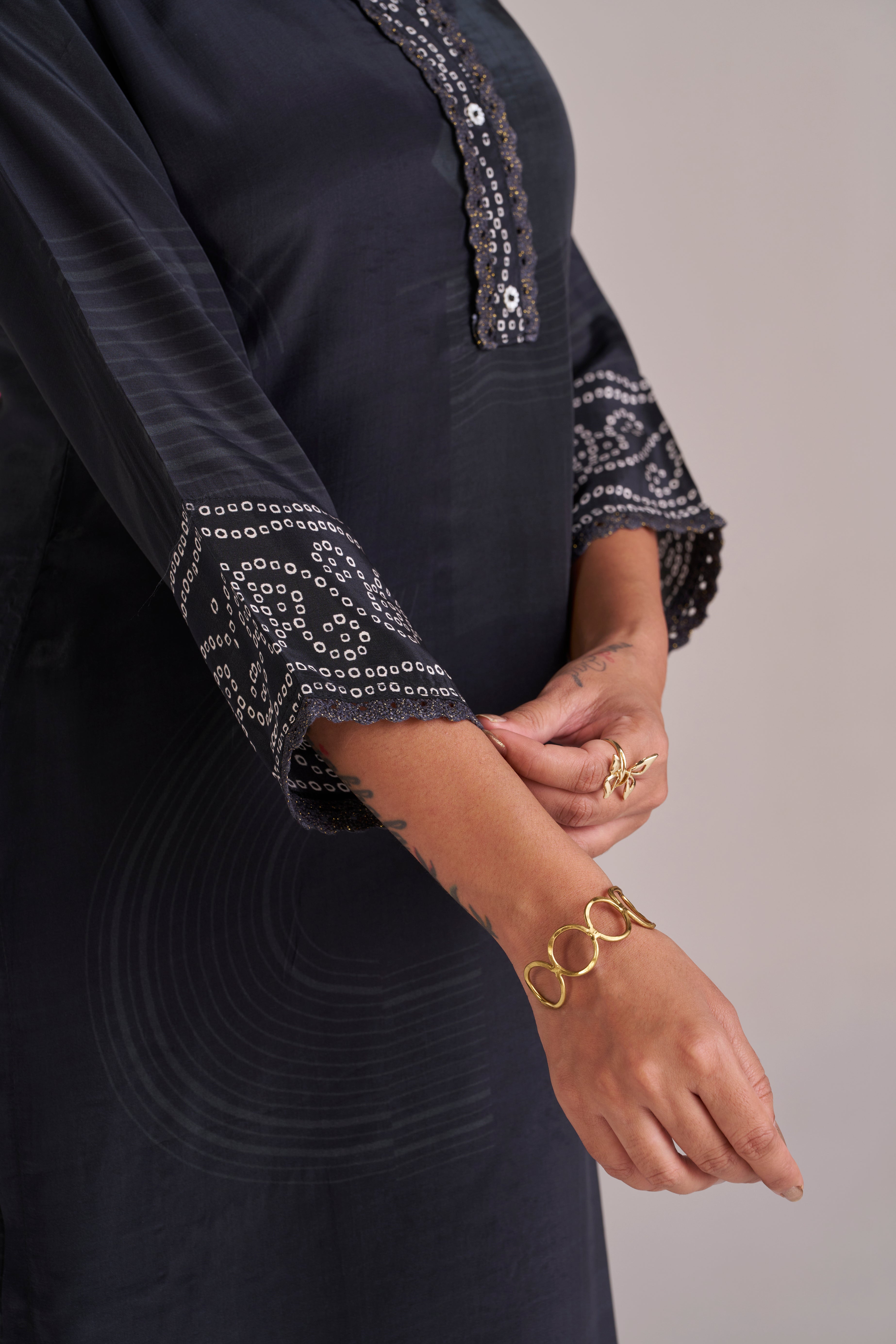 BLACK BANDHANI-GEOMETRIC CO-ORD SET